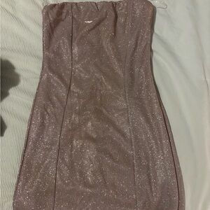 Glitter Strapless Pink Mini Dress